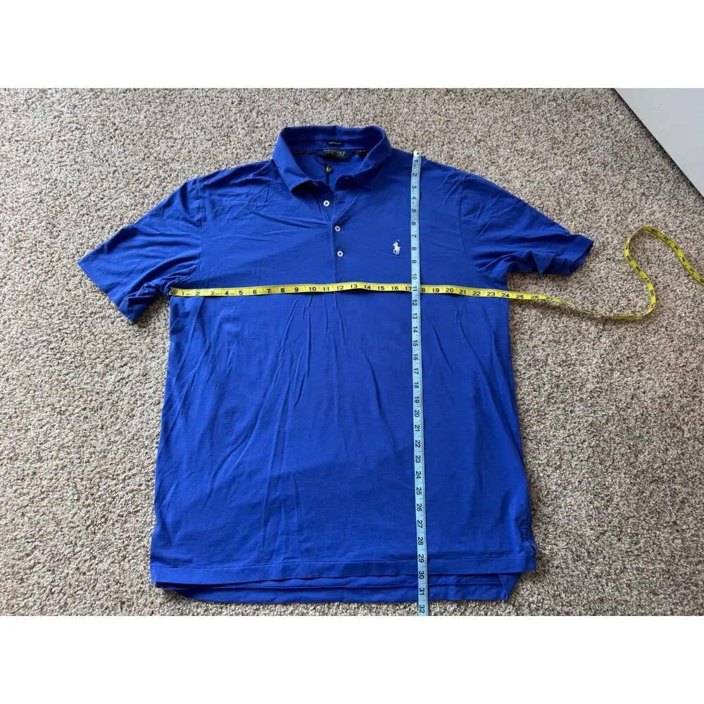 Polo Golf Ralph Lauren Shirt Mens XL Blue Stretch Lisle Polo Short Sleeve Pony